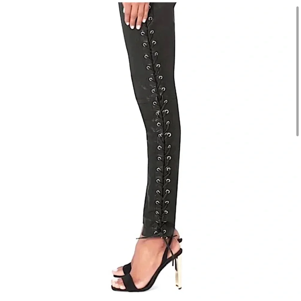 A.L.C. ‘Dent’ Black Lace-Up Leather Pants Size 2 - Picture 4 of 14